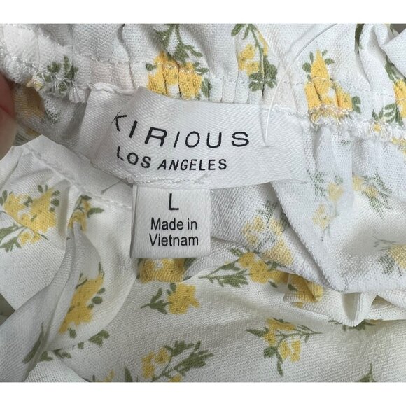 Kirious White Floral Smocked Crop Top 100% Polyester Size Large - Picture 4 of 9